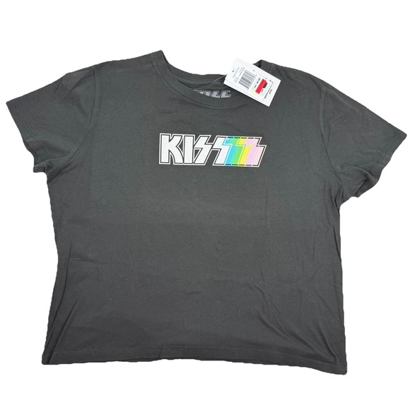 Kiss Tops - NWT KISS‎ Juniors Sport Top Cropped T-Shirt Big LOGO - XL